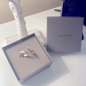 NWT All Saints Gold Small Crystal Earrings